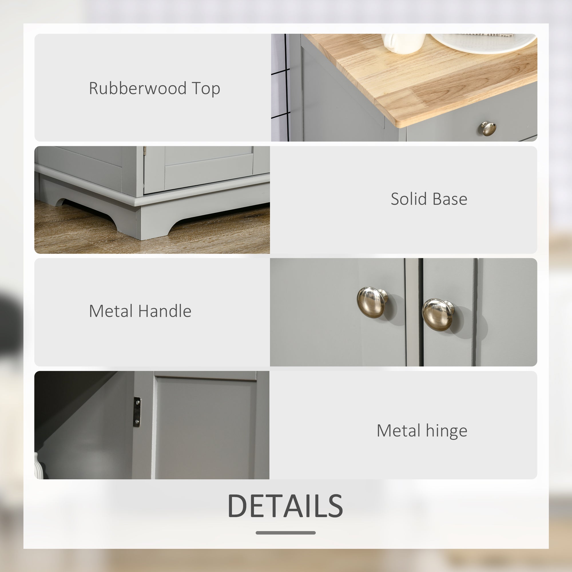 Modern Sideboard, Buffet Cabinet with Storage Cabinets, Drawers and Adjustable Shelves for Living Room, Grey-DECOROLALA