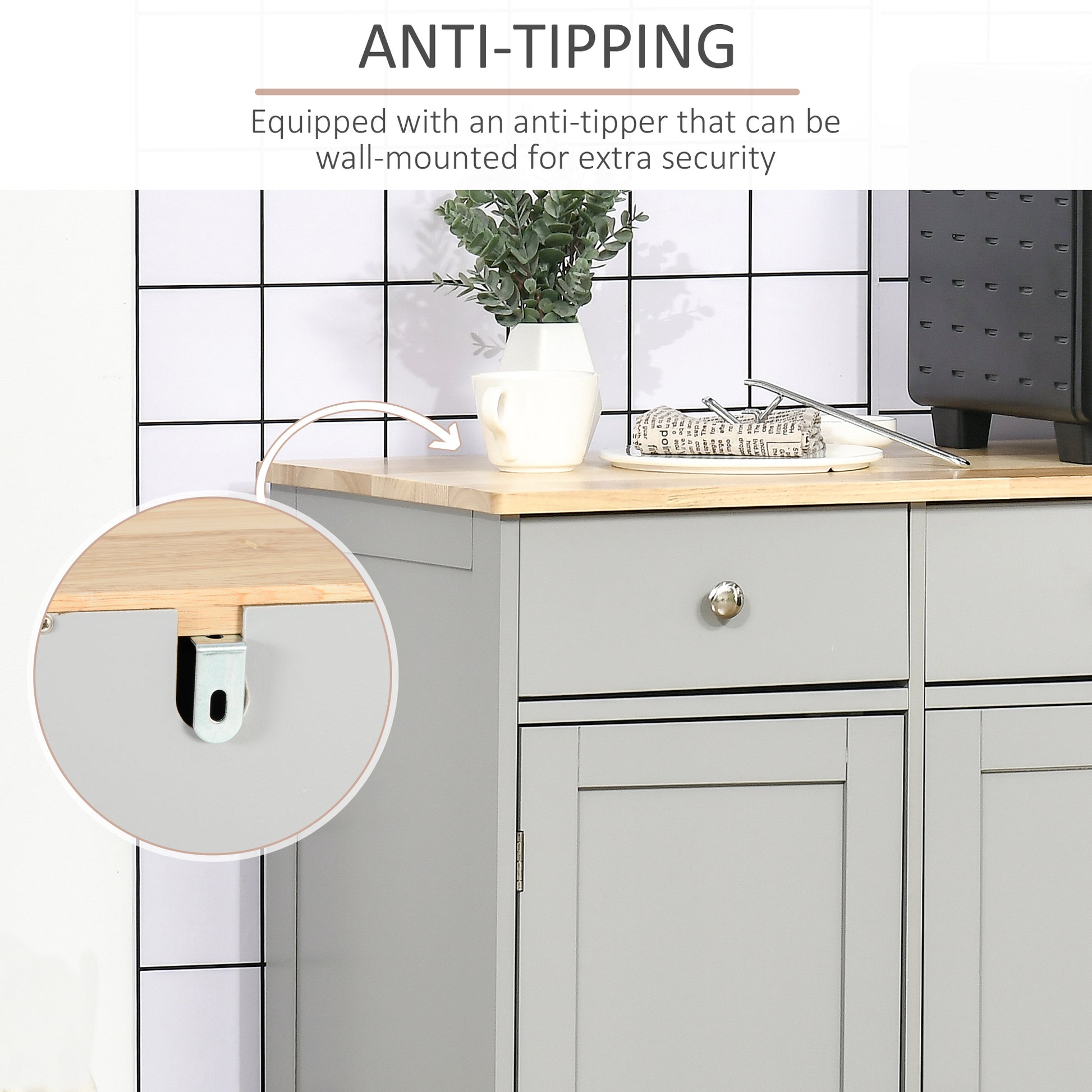 Modern Sideboard, Buffet Cabinet with Storage Cabinets, Drawers and Adjustable Shelves for Living Room, Grey-DECOROLALA