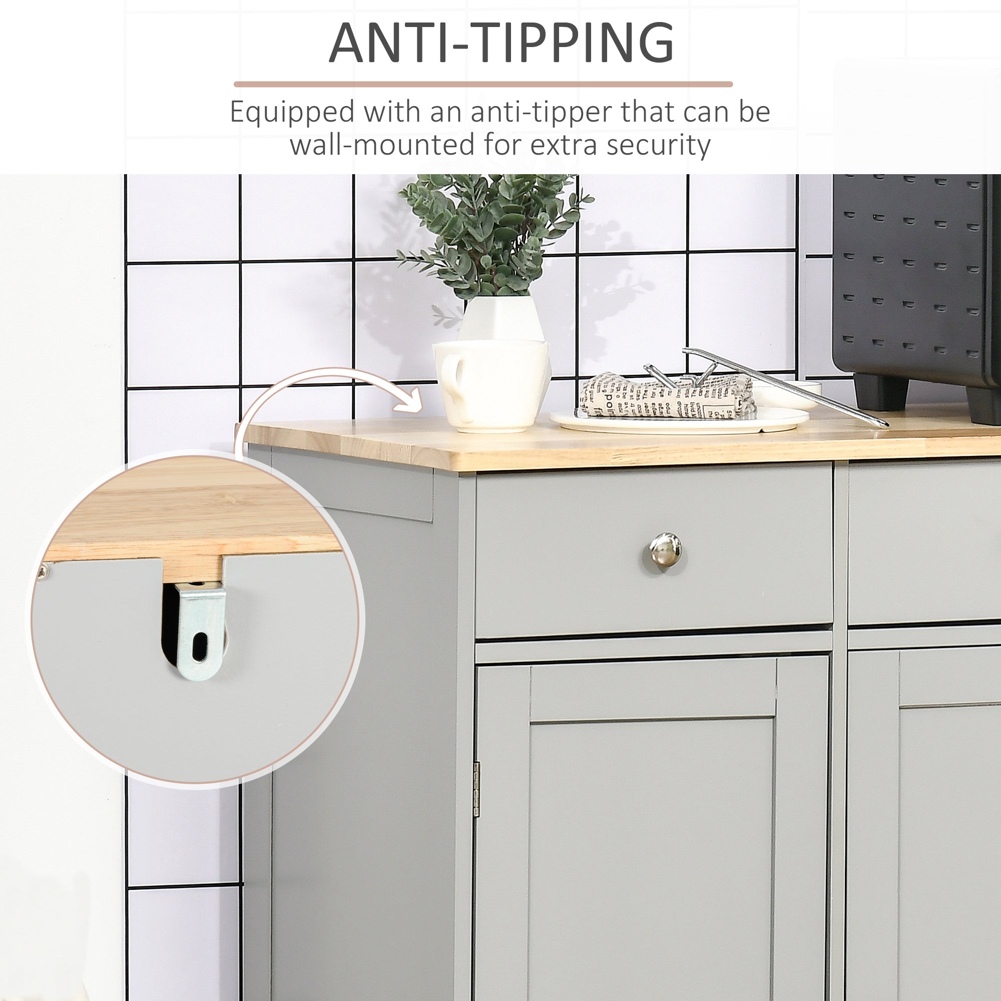 Modern Sideboard, Buffet Cabinet with Storage Cabinets, Drawers and Adjustable Shelves for Living Room, Grey-DECOROLALA