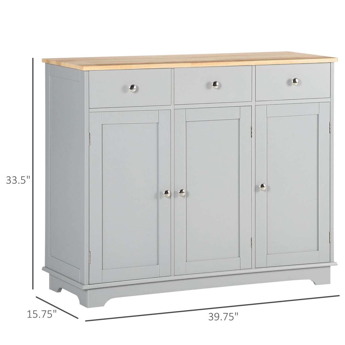 Modern Sideboard, Buffet Cabinet with Storage Cabinets, Drawers and Adjustable Shelves for Living Room, Grey-Bar Cabinets-DECOROLALA