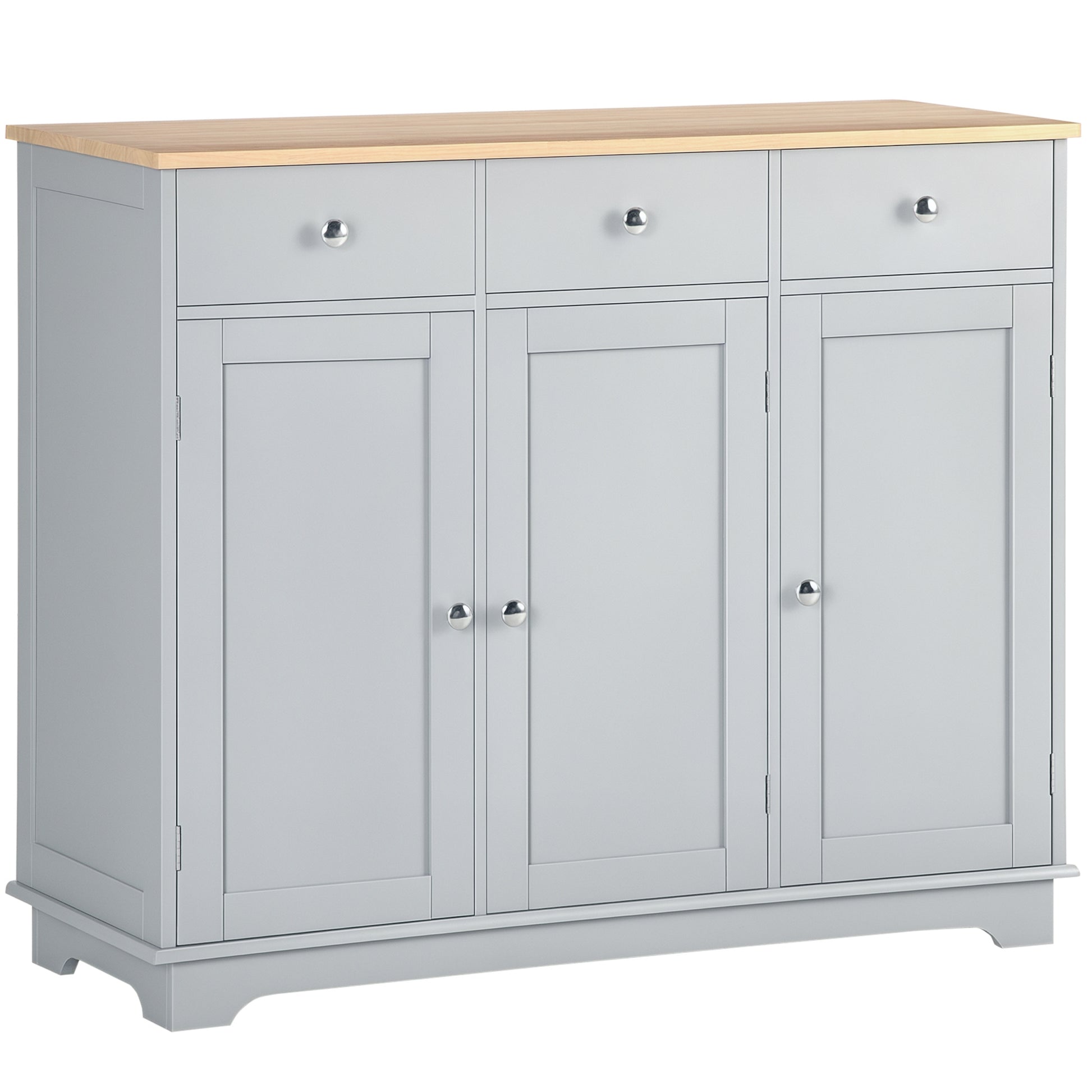 Modern Sideboard, Buffet Cabinet with Storage Cabinets, Drawers and Adjustable Shelves for Living Room, Grey-DECOROLALA