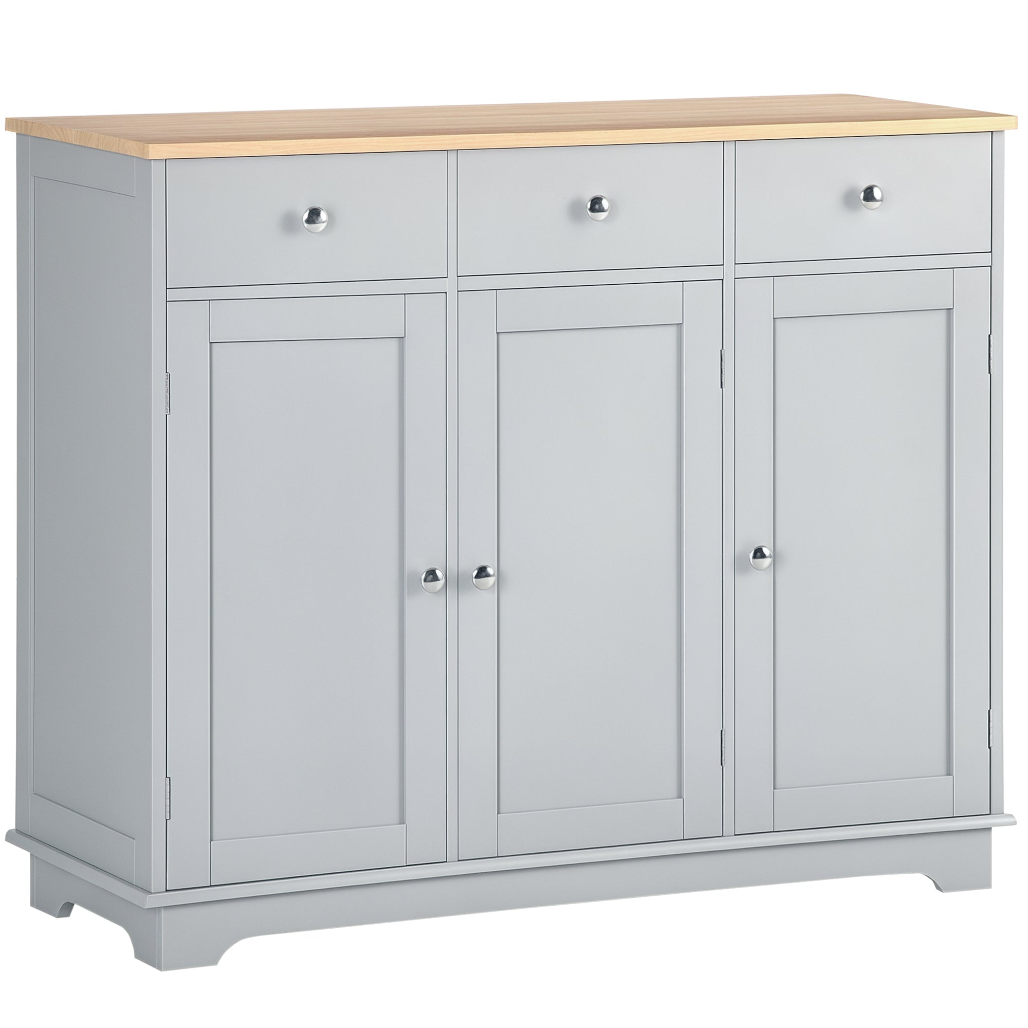 Modern Sideboard, Buffet Cabinet with Storage Cabinets, Drawers and Adjustable Shelves for Living Room, Grey-DECOROLALA