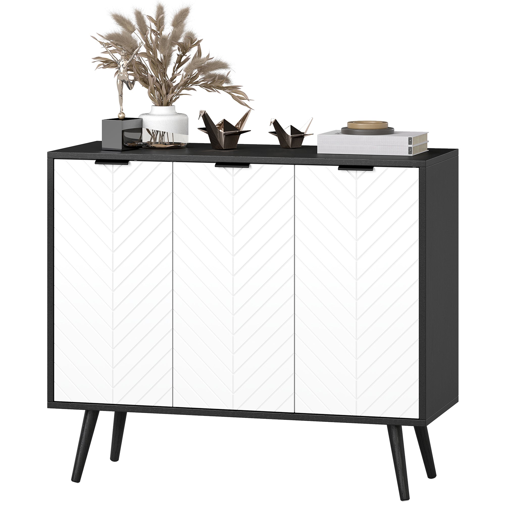 Modern Sideboard Cabinet - Black Chevron 36" Buffet-Home Furnishings > Storage & Organization > Storage Cabinets-DECOROLALA