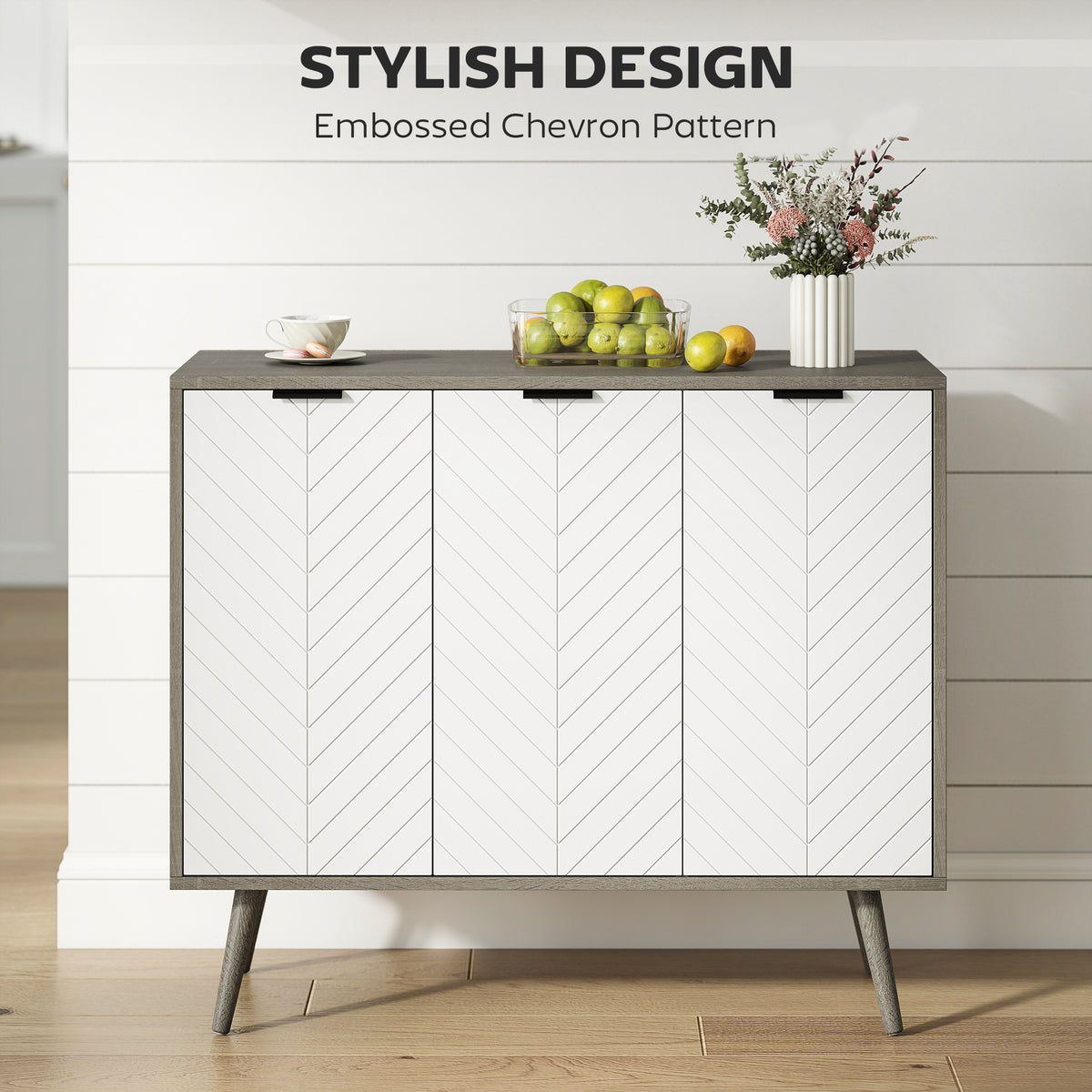 Modern Sideboard Cabinet - Grey 36" Buffet with 3 Doors-Home Furnishings > Storage & Organization > Storage Cabinets-DECOROLALA