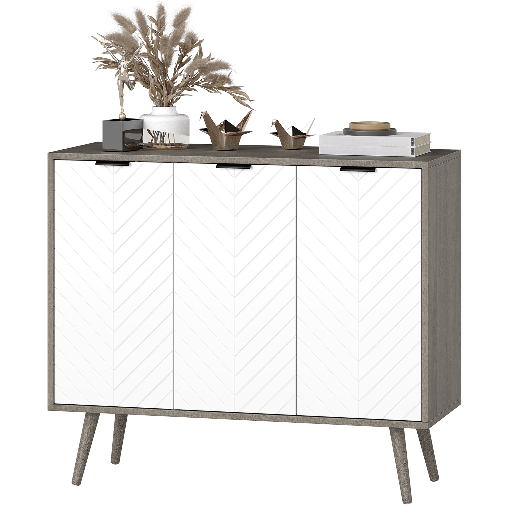 Modern Sideboard Cabinet - Grey 36" Buffet with 3 Doors-Home Furnishings > Storage & Organization > Storage Cabinets-DECOROLALA