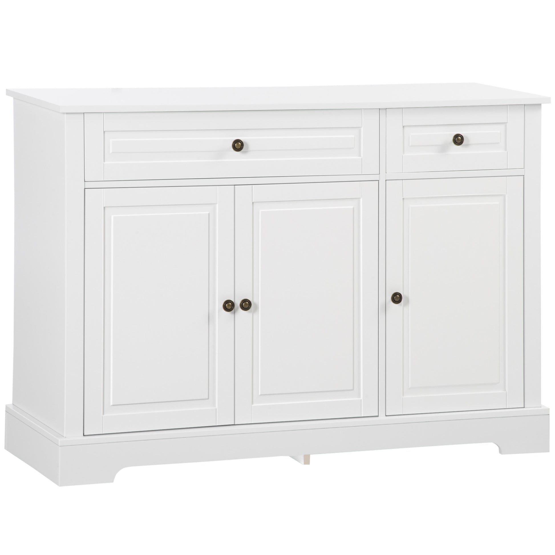 Modern Sideboard Cabinet - White with 2 Drawers & Shelves-DECOROLALA