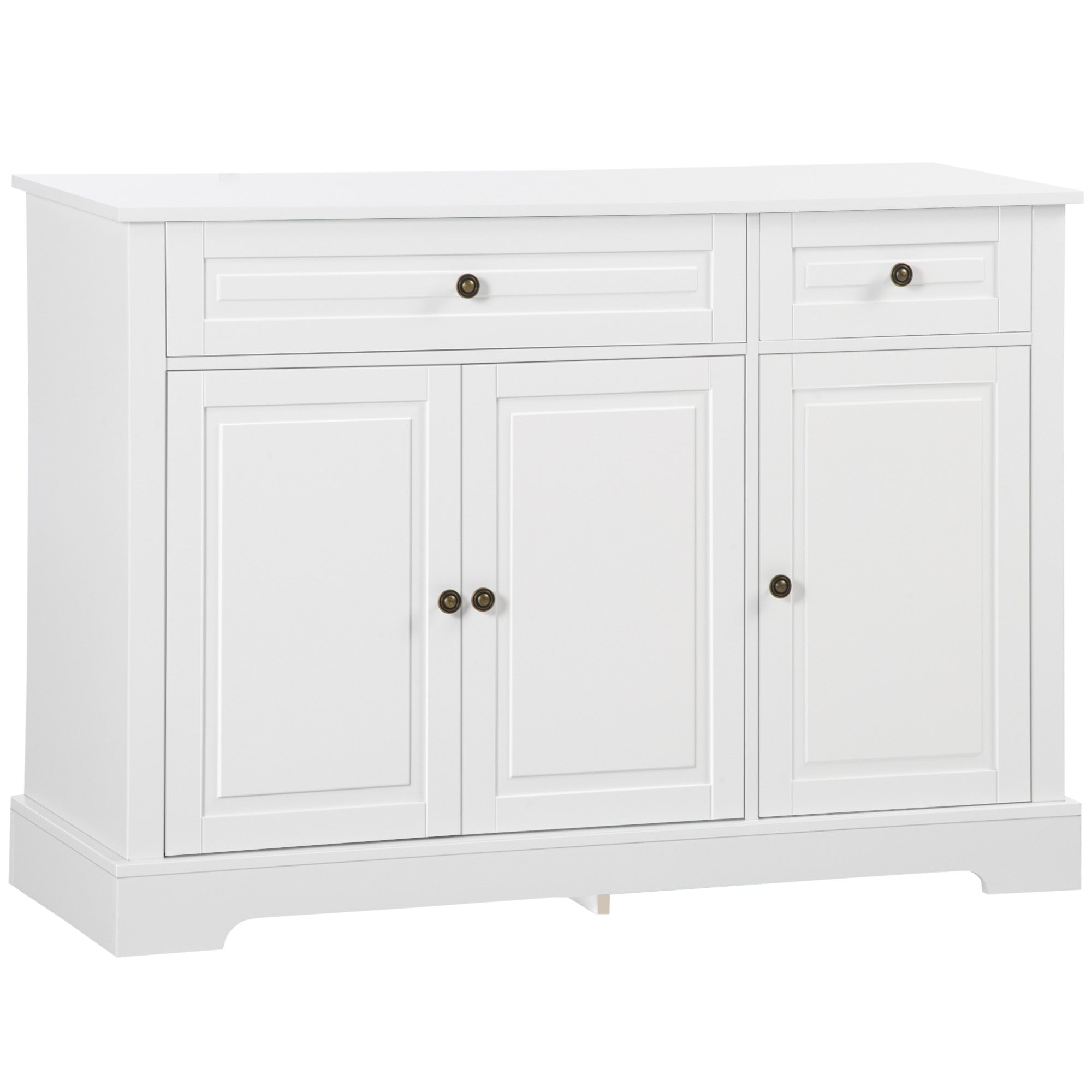 Modern Sideboard Cabinet - White with 2 Drawers & Shelves-DECOROLALA
