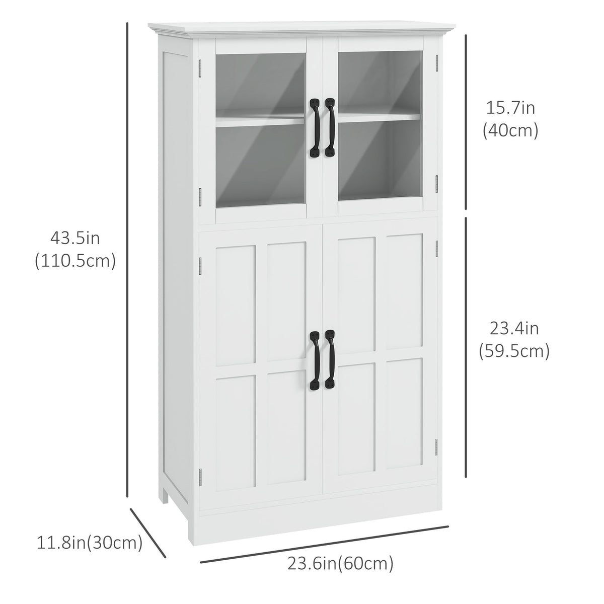 Modern Sideboard Cabinet with Glass Doors - White 43.5"-Home Furnishings > Storage & Organization > Kitchen Pantry Cabinets-DECOROLALA