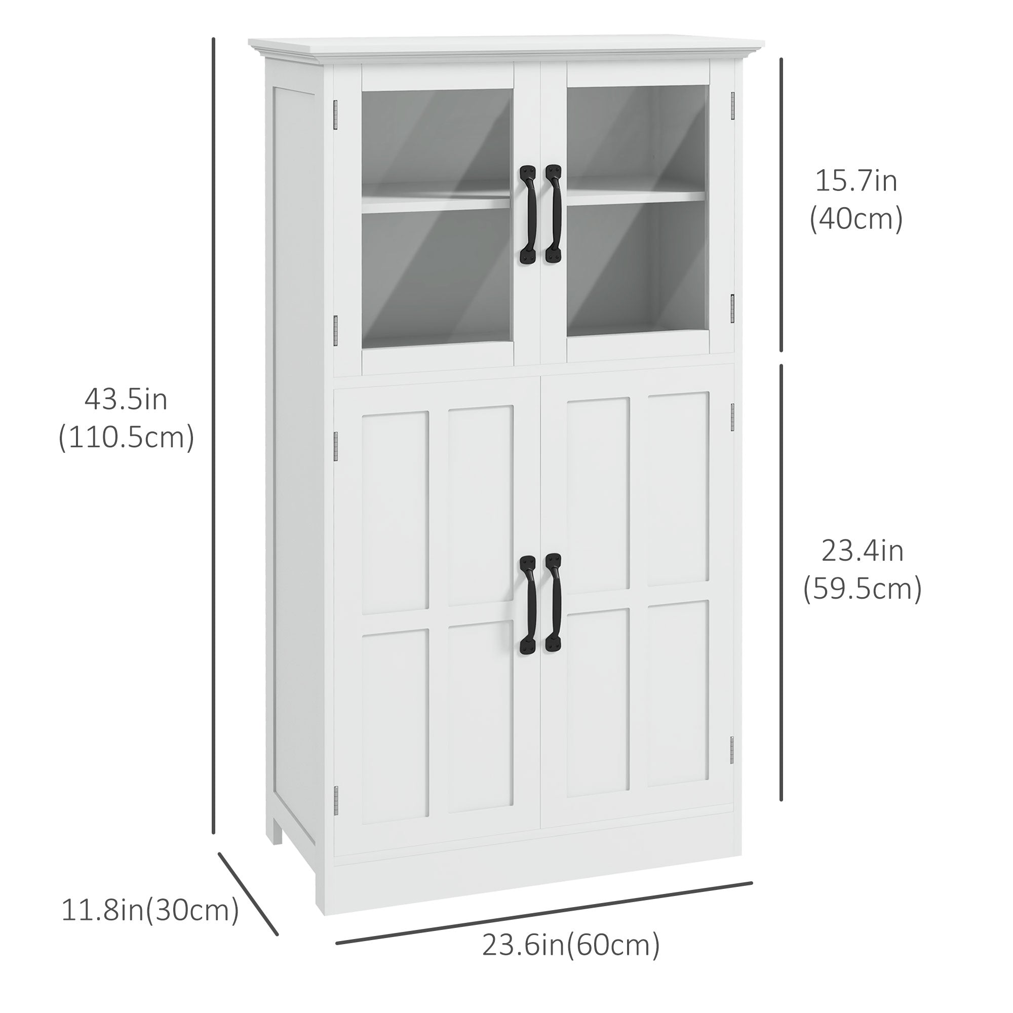 Modern Sideboard Cabinet with Glass Doors - White 43.5"-Home Furnishings > Storage & Organization > Kitchen Pantry Cabinets-DECOROLALA