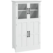 Modern Sideboard Cabinet with Glass Doors - White 43.5"-Home Furnishings > Storage & Organization > Kitchen Pantry Cabinets-DECOROLALA
