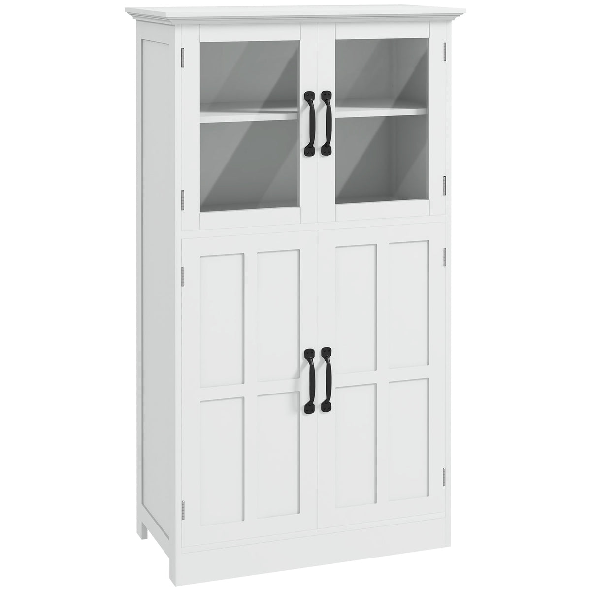 Modern Sideboard Cabinet with Glass Doors - White 43.5"-Home Furnishings > Storage & Organization > Kitchen Pantry Cabinets-DECOROLALA