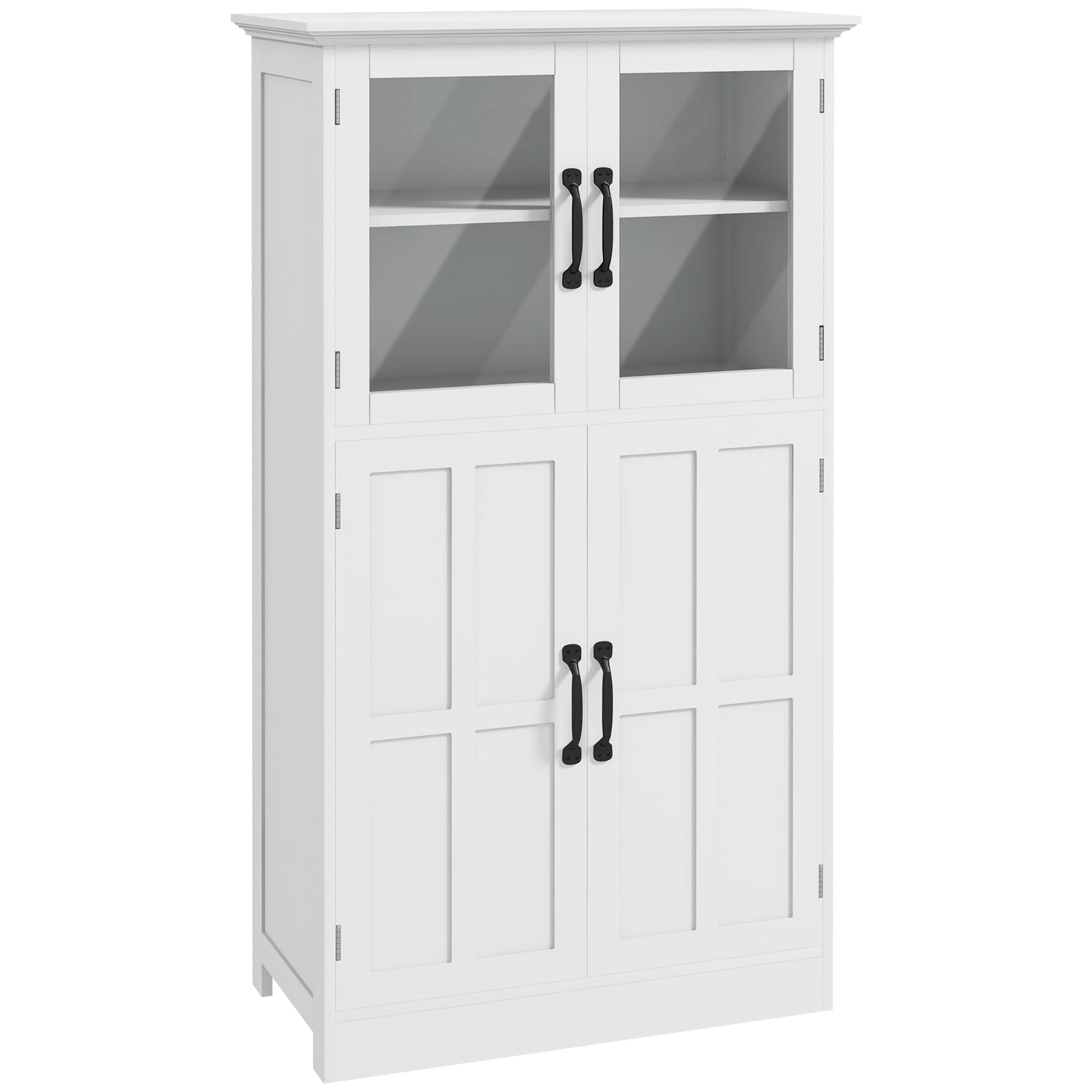 Modern Sideboard Cabinet with Glass Doors - White 43.5"-Home Furnishings > Storage & Organization > Kitchen Pantry Cabinets-DECOROLALA