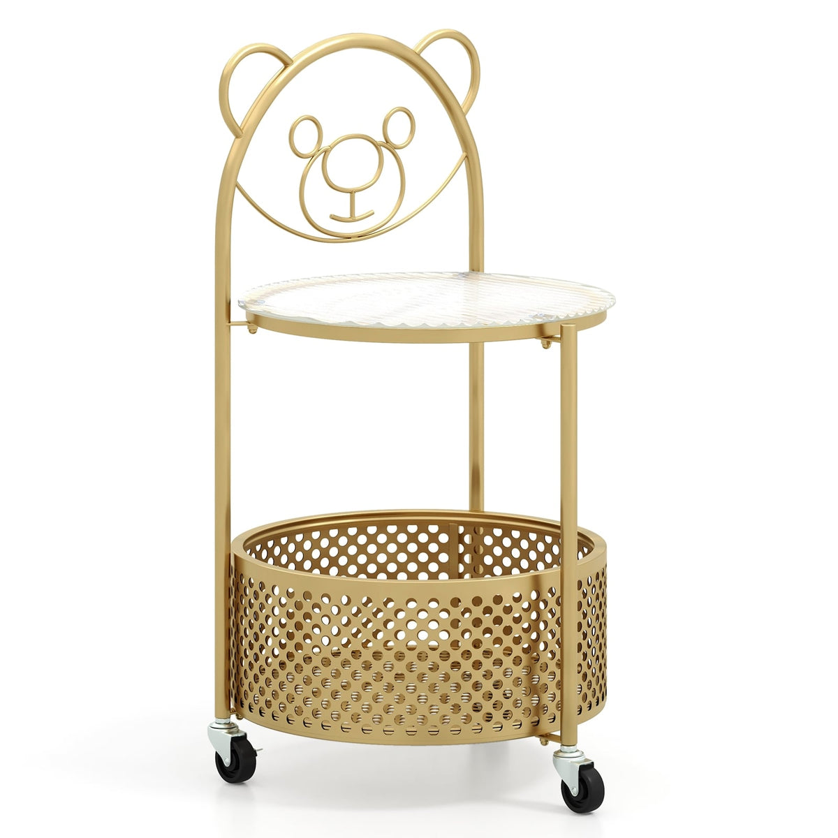 Modern Sofa Side Table on Lockable Wheels for Living Room Bedroom Study-Gold-End & Side Tables-DECOROLALA