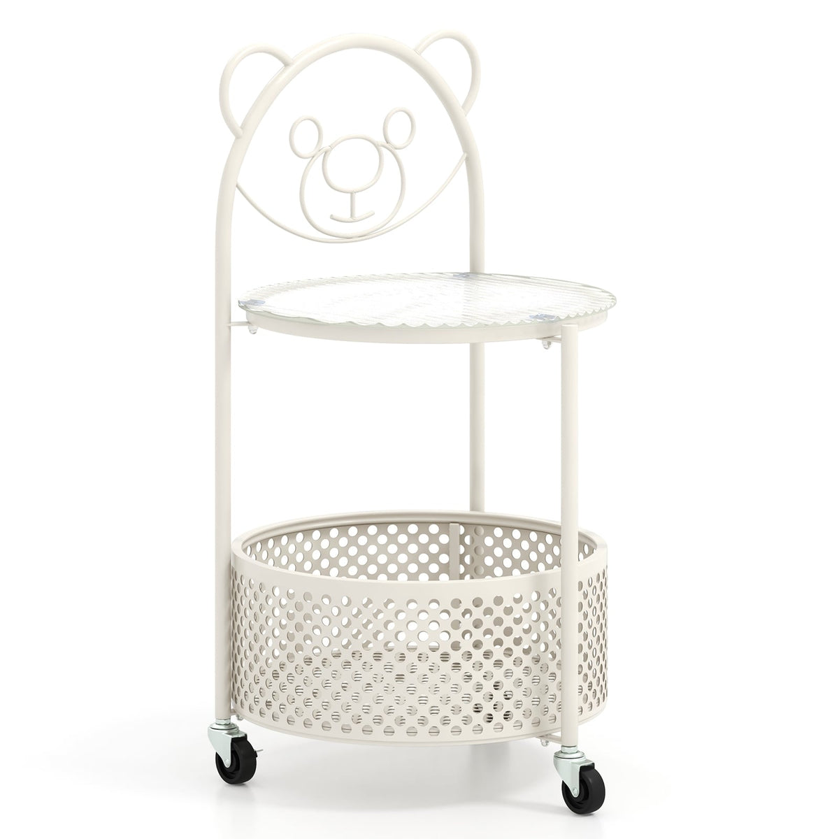 Modern Sofa Side Table on Lockable Wheels for Living Room Bedroom Study-White-End & Side Tables-DECOROLALA