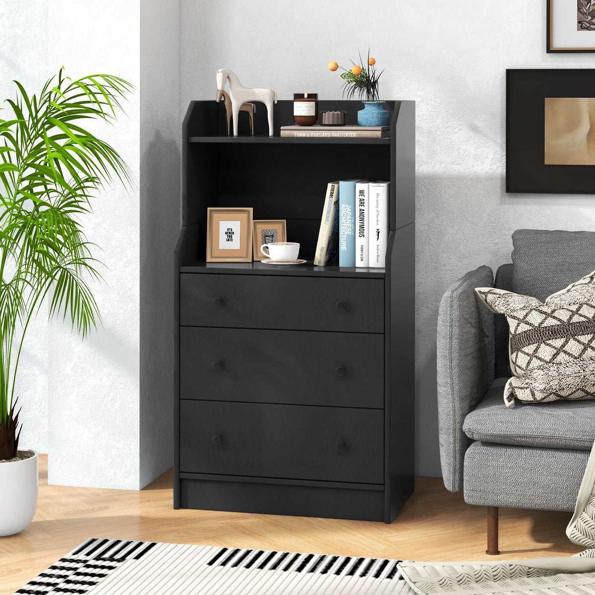 Modern Storage Dresser - Black (min order qty 2)-Dressers & Chests-DECOROLALA