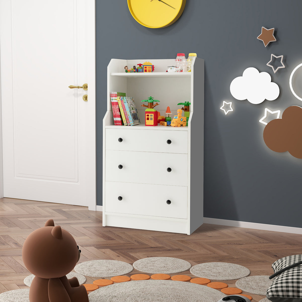 Modern Storage Dresser - White (Min Order Qty 2)-Dressers & Chests-DECOROLALA