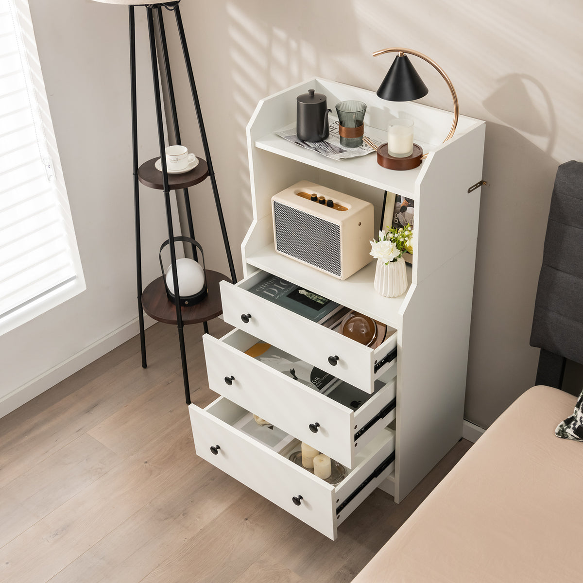 Modern Storage Dresser - White (Min Order Qty 2)-Dressers & Chests-DECOROLALA