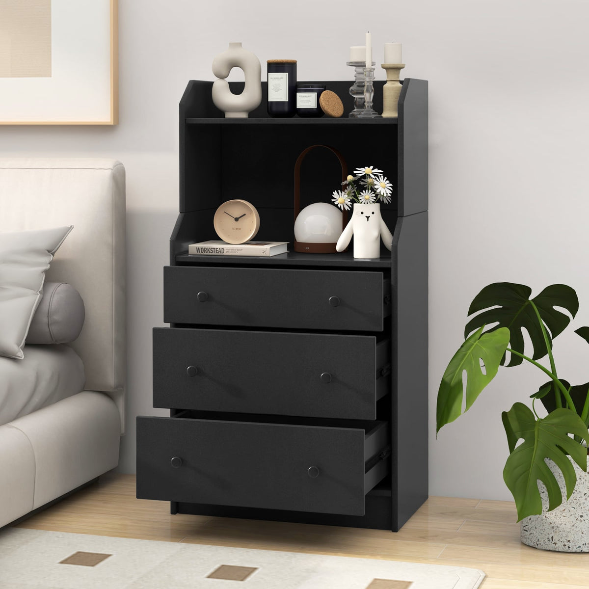 Modern Storage Dresser - Black (min order qty 2)-Dressers & Chests-DECOROLALA