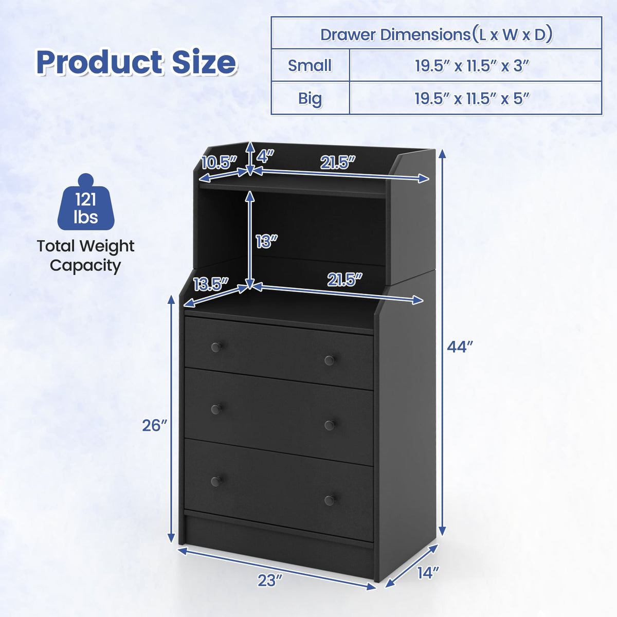 Modern Storage Dresser - Black (min order qty 2)-Dressers & Chests-DECOROLALA