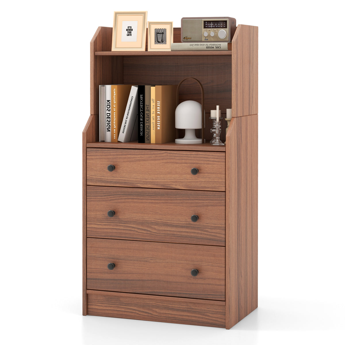 Modern Storage Dresser with Anti-toppling Device-Walnut-Dressers & Chests-DECOROLALA