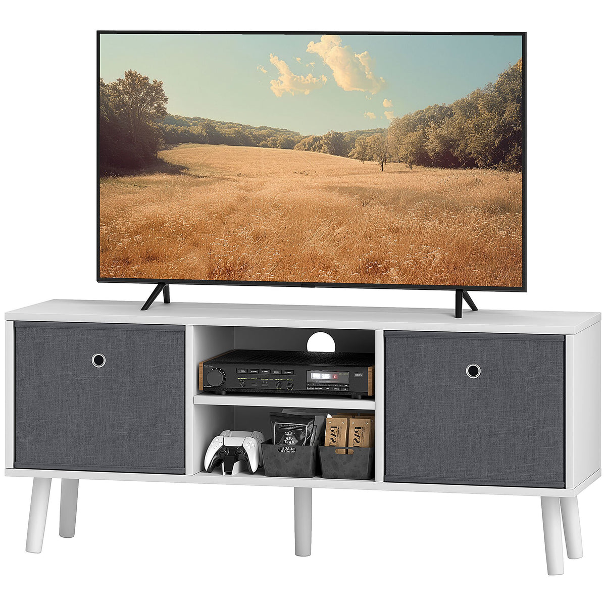 Modern TV Stand for 50" TV - White and Grey 43"-Home Furnishings > Living Room Furniture > TV¬†Stands-DECOROLALA