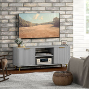 Modern TV Stand for 55 Inch TV - Grey Fluted Cabinet-TV Stands-DECOROLALA