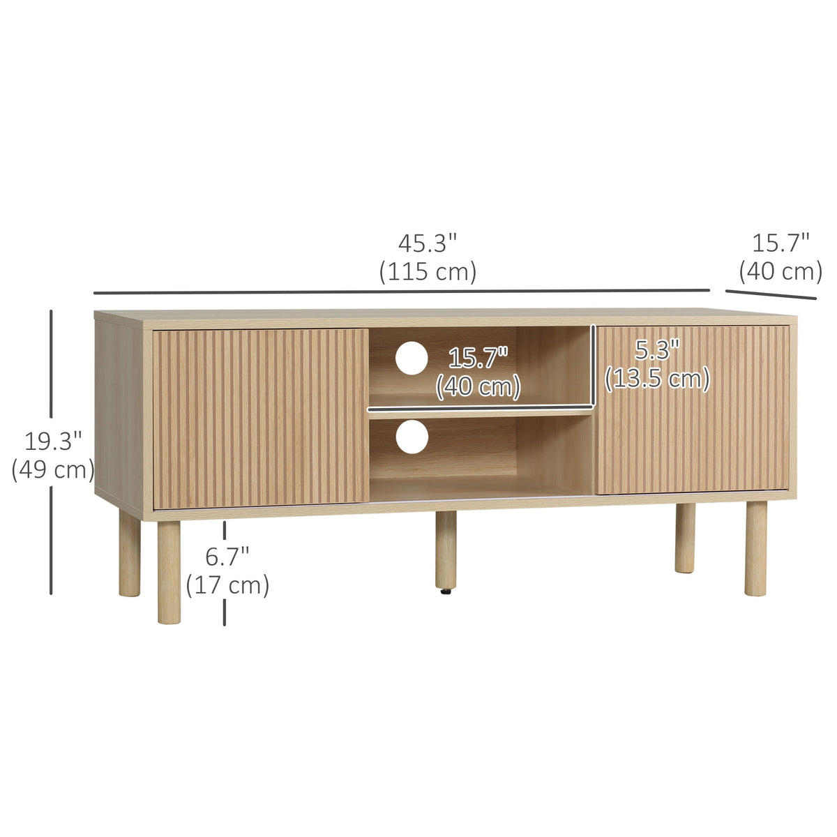 Modern TV Stand for TVs up to 50" - Natural Wood Finish-Home Furnishings > Living Room Furniture > TV¬†Stands-DECOROLALA