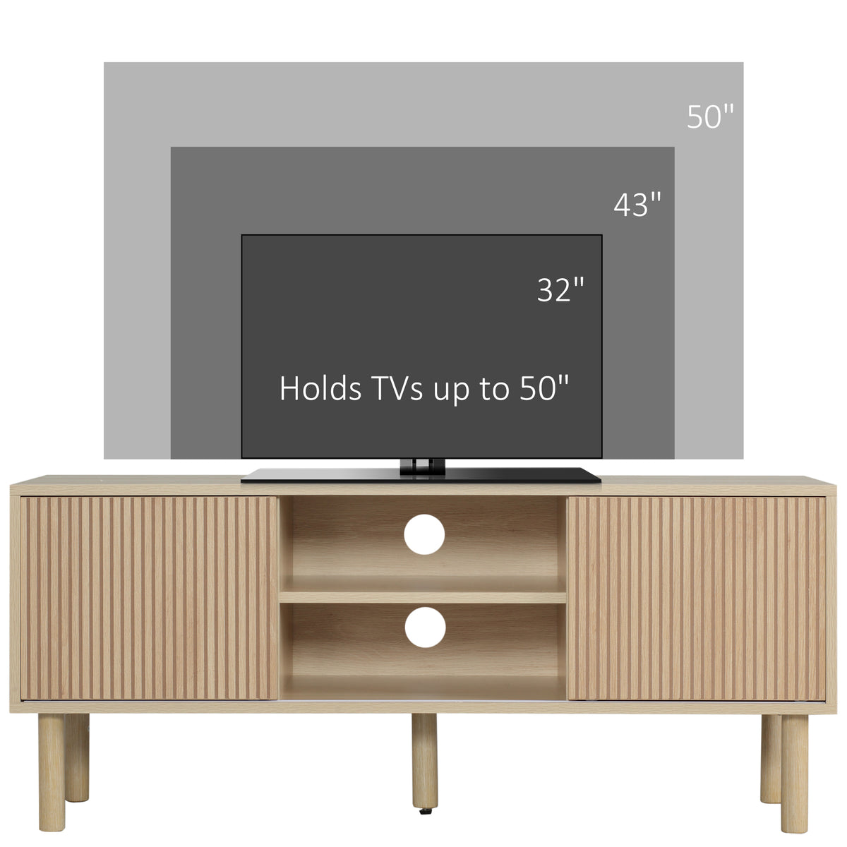 Modern TV Stand for TVs up to 50" - Natural Wood Finish-Home Furnishings > Living Room Furniture > TV¬†Stands-DECOROLALA