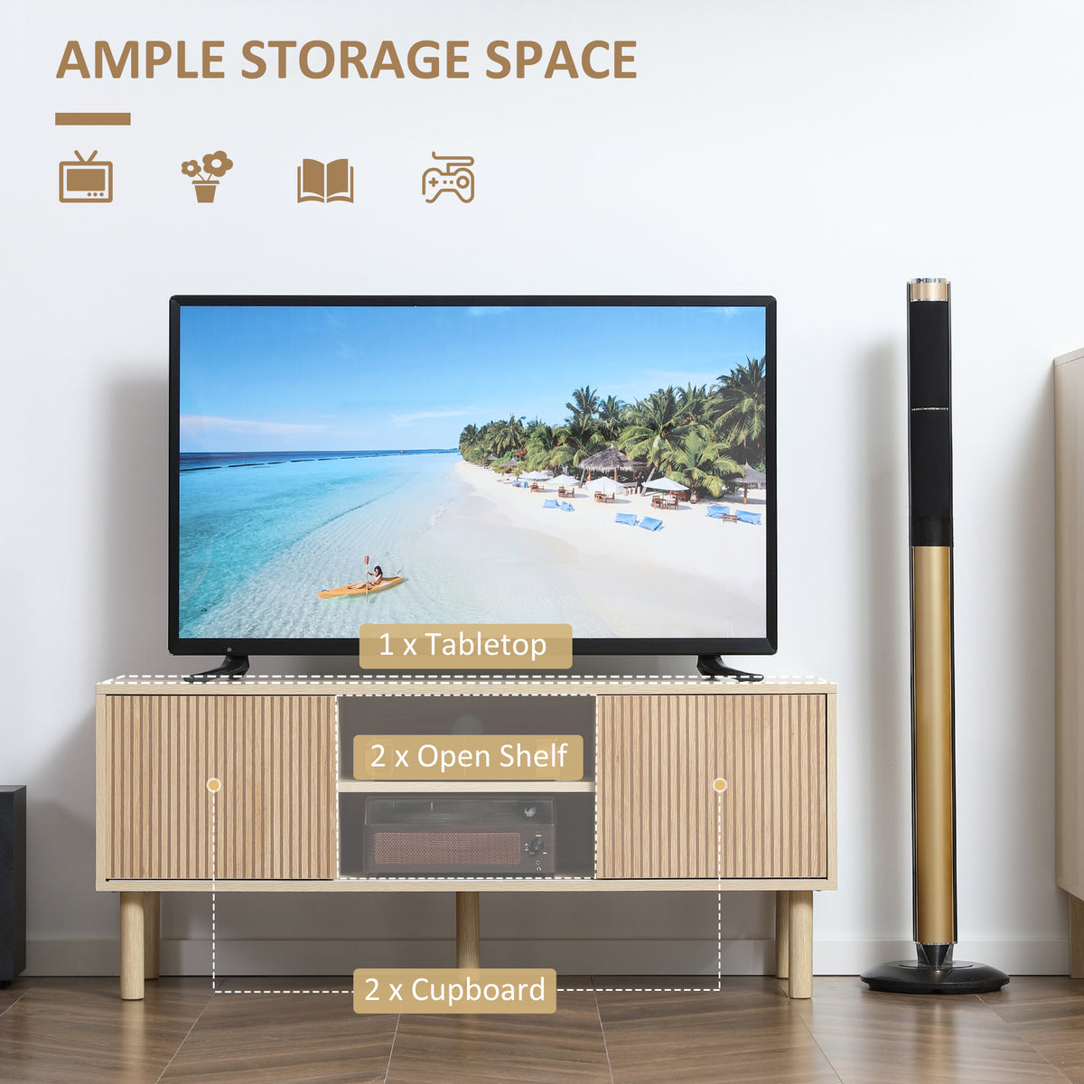 Modern TV Stand for TVs up to 50" - Natural Wood Finish-Home Furnishings > Living Room Furniture > TV¬†Stands-DECOROLALA