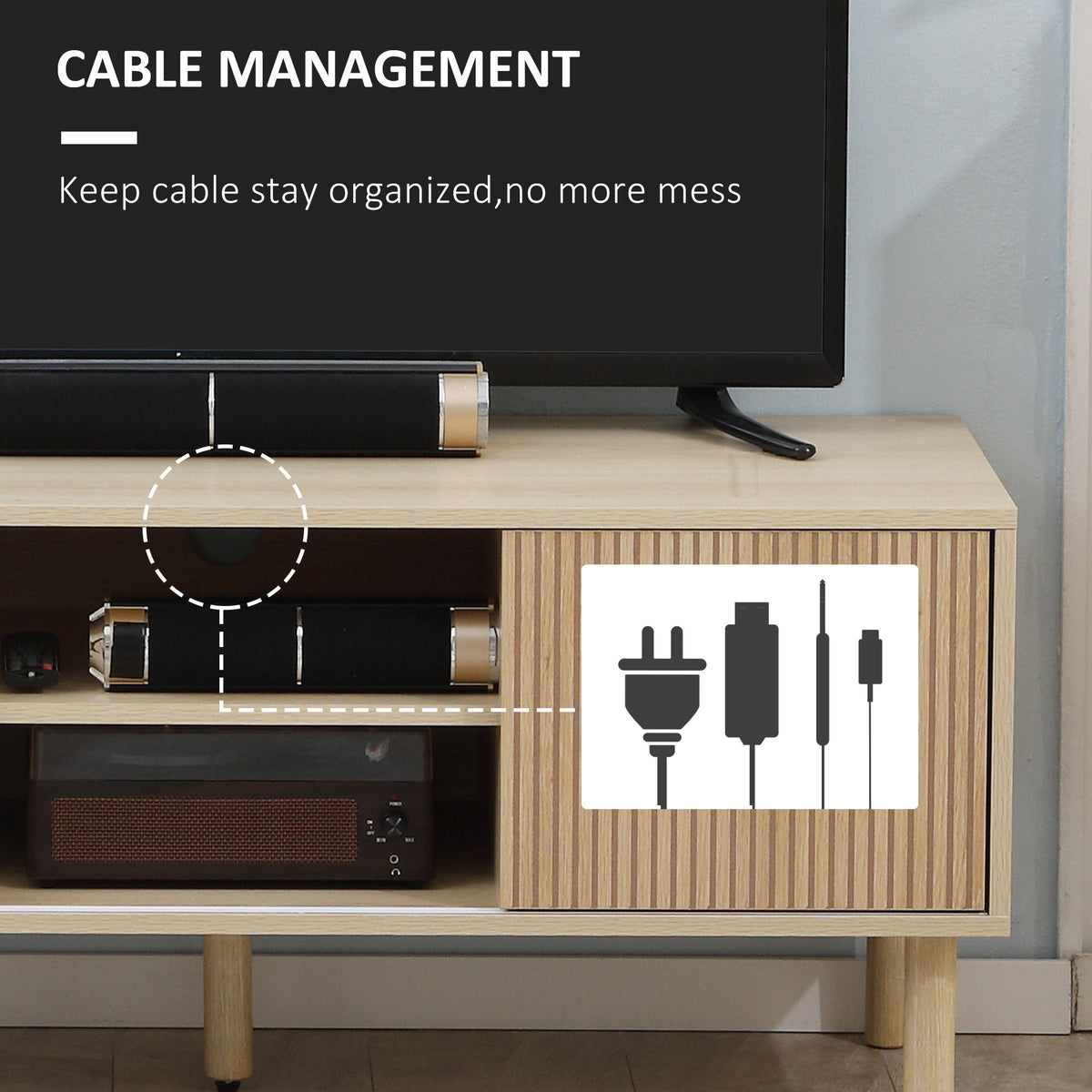 Modern TV Stand for TVs up to 50" - Natural Wood Finish-Home Furnishings > Living Room Furniture > TV¬†Stands-DECOROLALA
