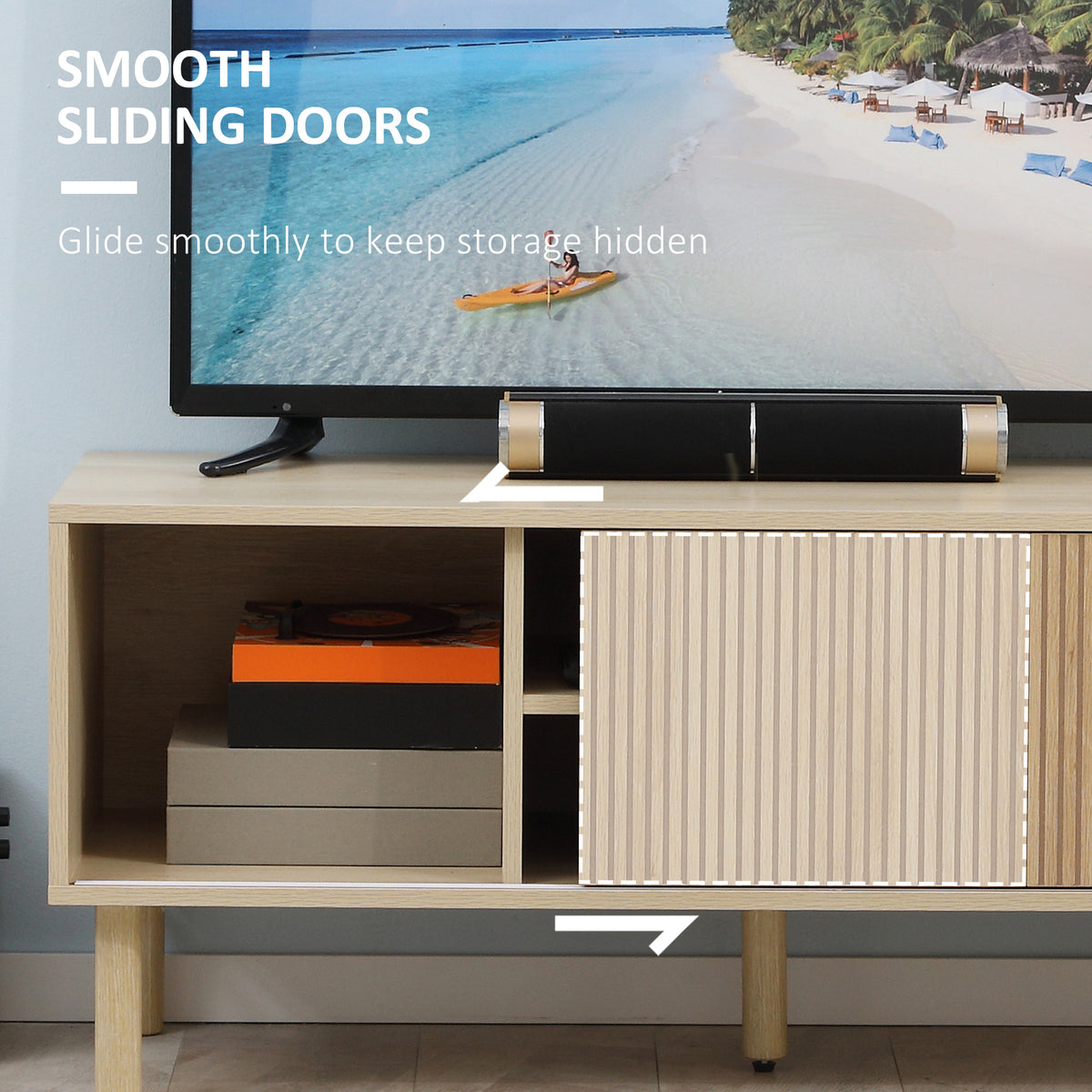Modern TV Stand for TVs up to 50" - Natural Wood Finish-Home Furnishings > Living Room Furniture > TV¬†Stands-DECOROLALA