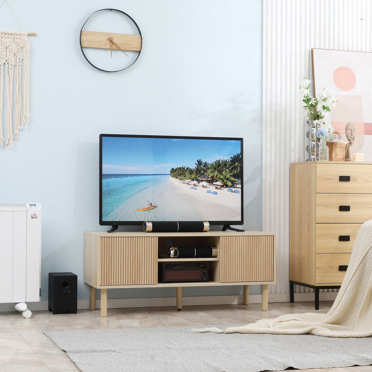 Modern TV Stand for TVs up to 50" - Natural Wood Finish-Home Furnishings > Living Room Furniture > TV¬†Stands-DECOROLALA
