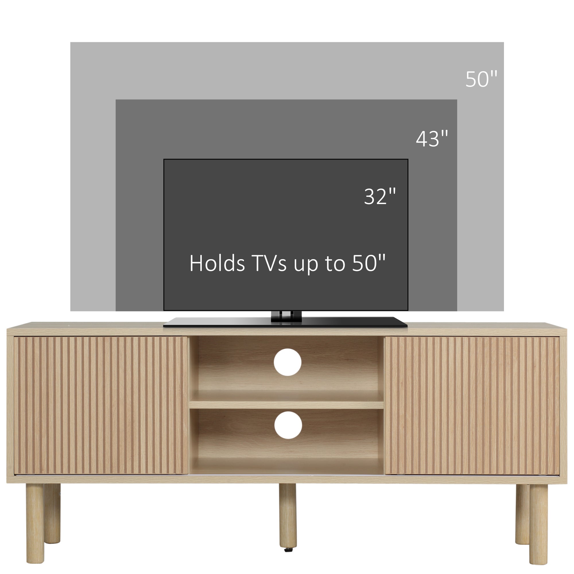 Modern TV Stand for TVs up to 50", TV Cabinet with Storage Shelves for Living Room, Natural-Home Furnishings > Living Room Furniture > TV¬†Stands-DECOROLALA
