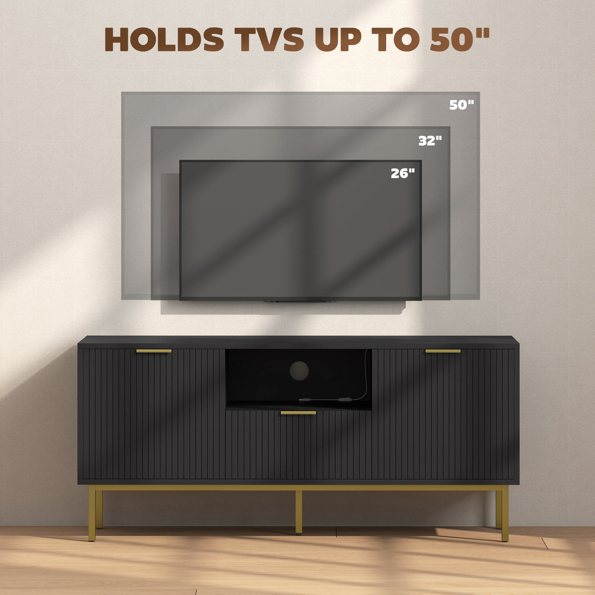 Modern TV Stand for TVs up to 50" with RGB LED Lights - Black-Home Furnishings > Living Room Furniture > TV¬†Stands-DECOROLALA