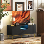 Modern TV Stand for TVs up to 50" with RGB LED Lights - Black-TV Stands-DECOROLALA