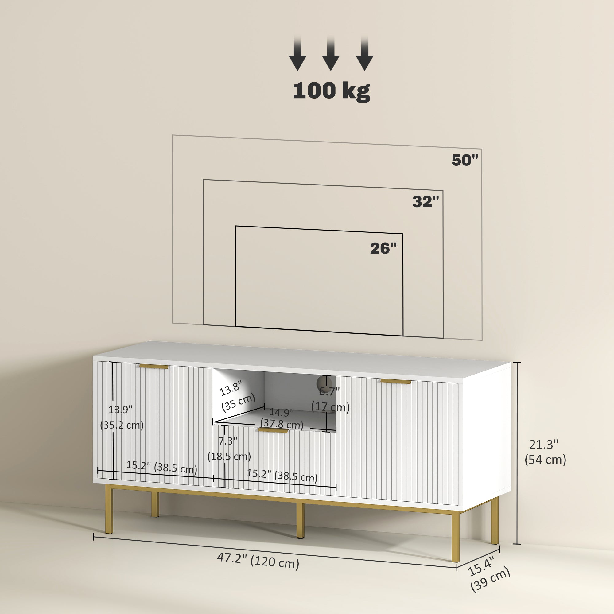 Modern TV Stand for TVs up to 50" with RGB LED Lights - White-Home Furnishings > Living Room Furniture > TV¬†Stands-DECOROLALA