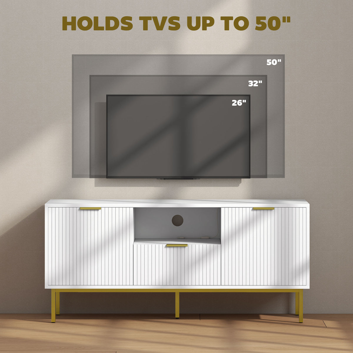 Modern TV Stand for TVs up to 50" with RGB LED Lights - White-Home Furnishings > Living Room Furniture > TV¬†Stands-DECOROLALA