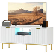 Modern TV Stand for TVs up to 50" with RGB LED Lights - White-Home Furnishings > Living Room Furniture > TV¬†Stands-DECOROLALA