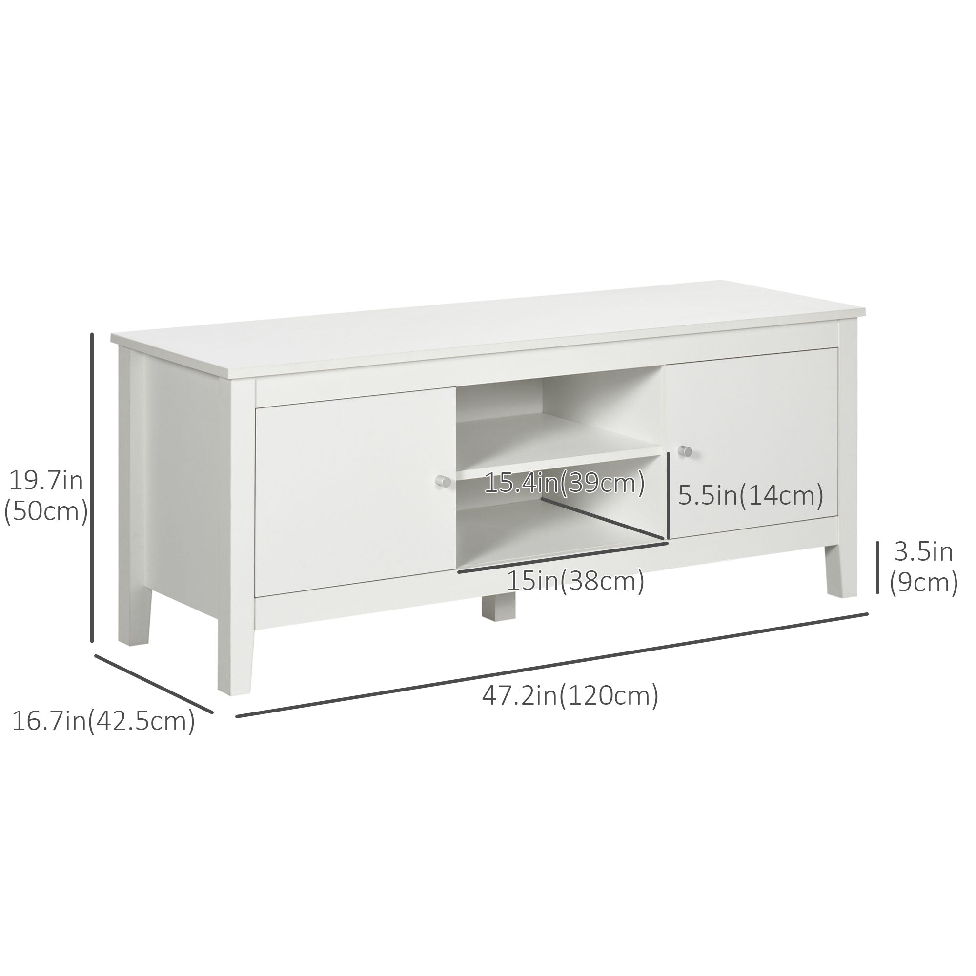 Modern TV Stand for TVs up to 55" - White 47.2"-Home Furnishings > Living Room Furniture > TV¬†Stands-DECOROLALA