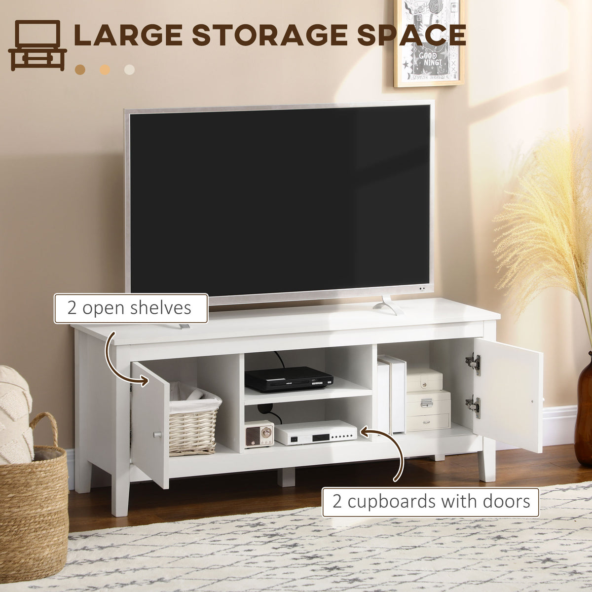 Modern TV Stand for TVs up to 55" - White 47.2"-Home Furnishings > Living Room Furniture > TV¬†Stands-DECOROLALA