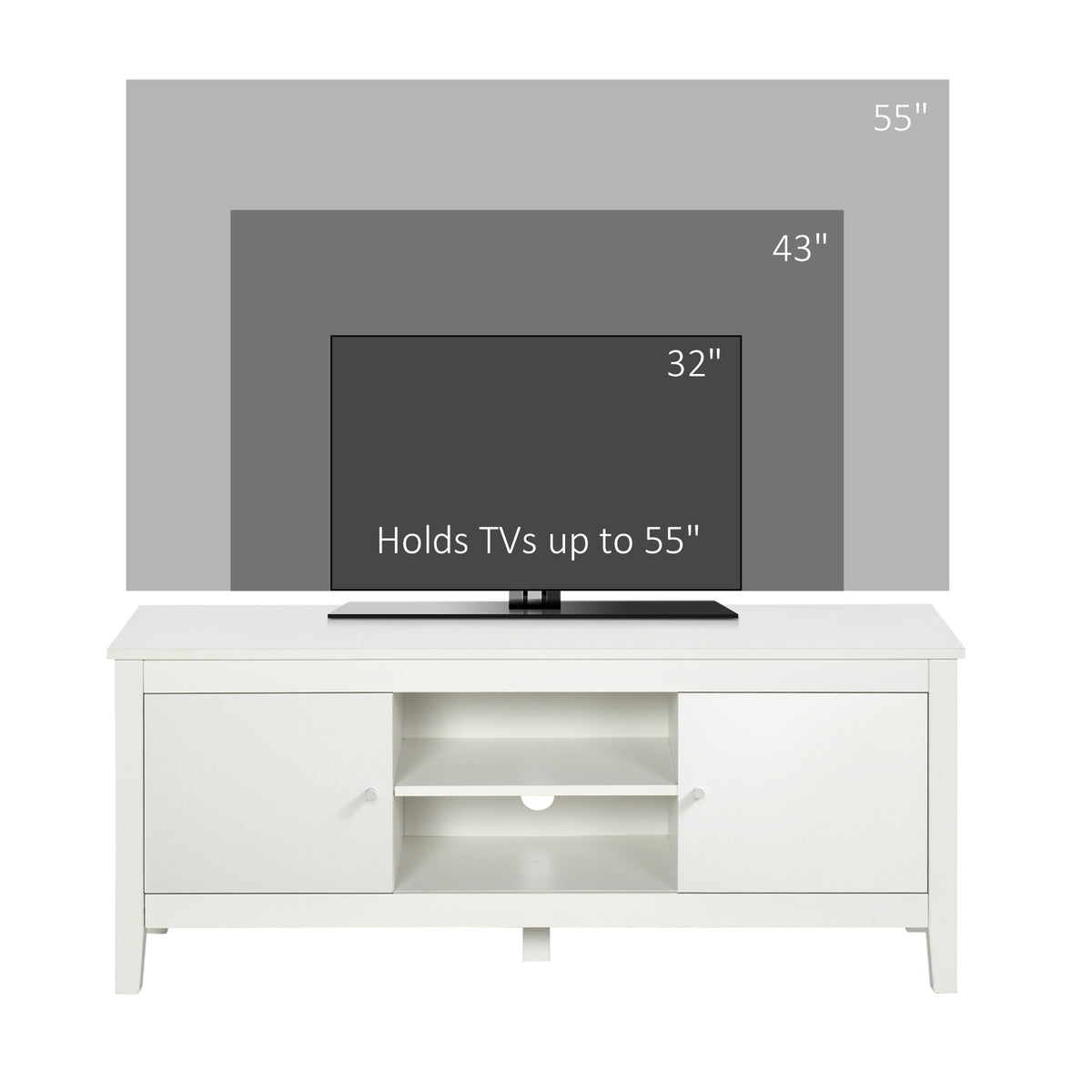 Modern TV Stand for TVs up to 55" - White 47.2"-Home Furnishings > Living Room Furniture > TV¬†Stands-DECOROLALA