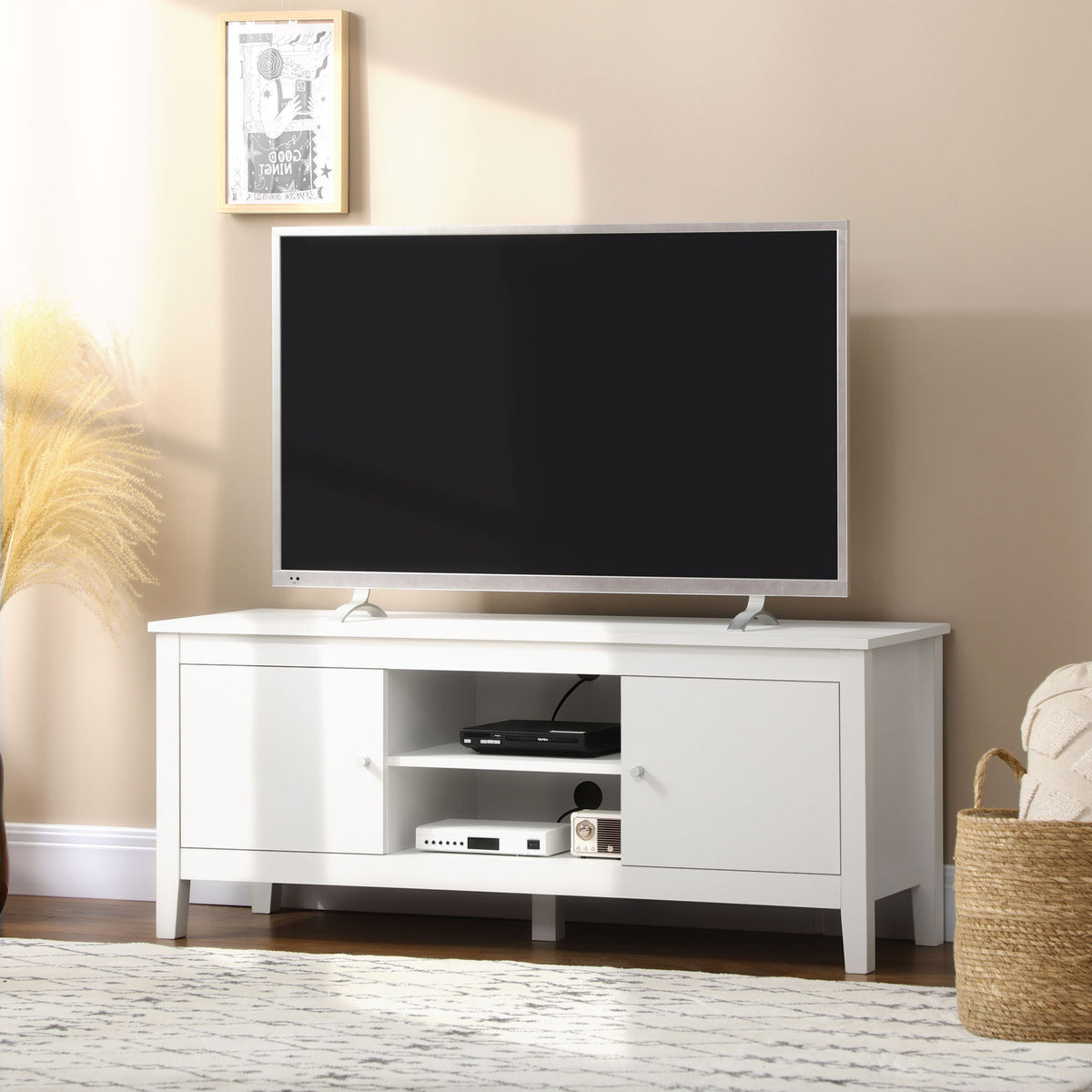 Modern TV Stand for TVs up to 55" - White 47.2"-Home Furnishings > Living Room Furniture > TV¬†Stands-DECOROLALA
