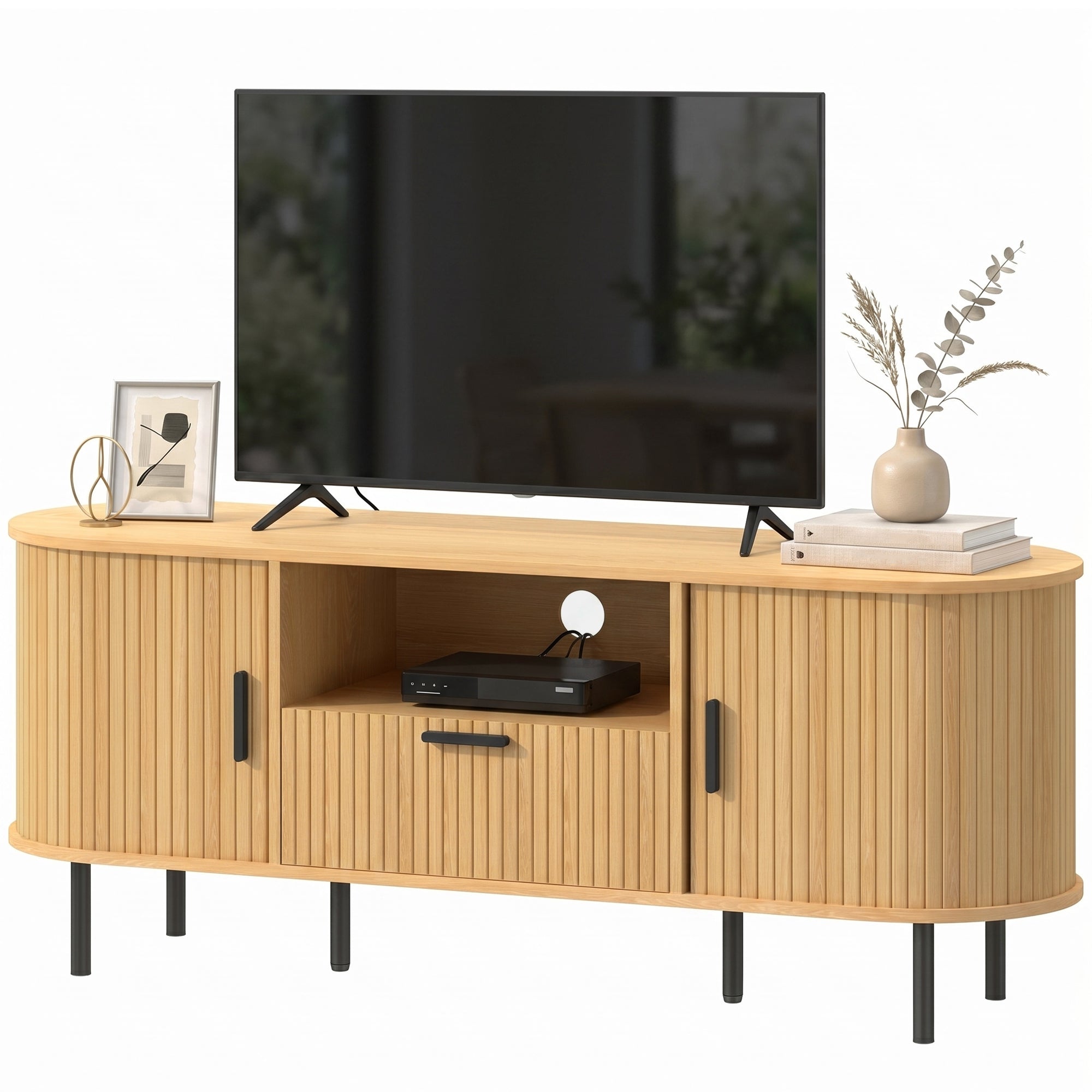 Modern TV Stand for TVs up to 60" - Natural Wood-Home Furnishings > Living Room Furniture > TV¬†Stands-DECOROLALA