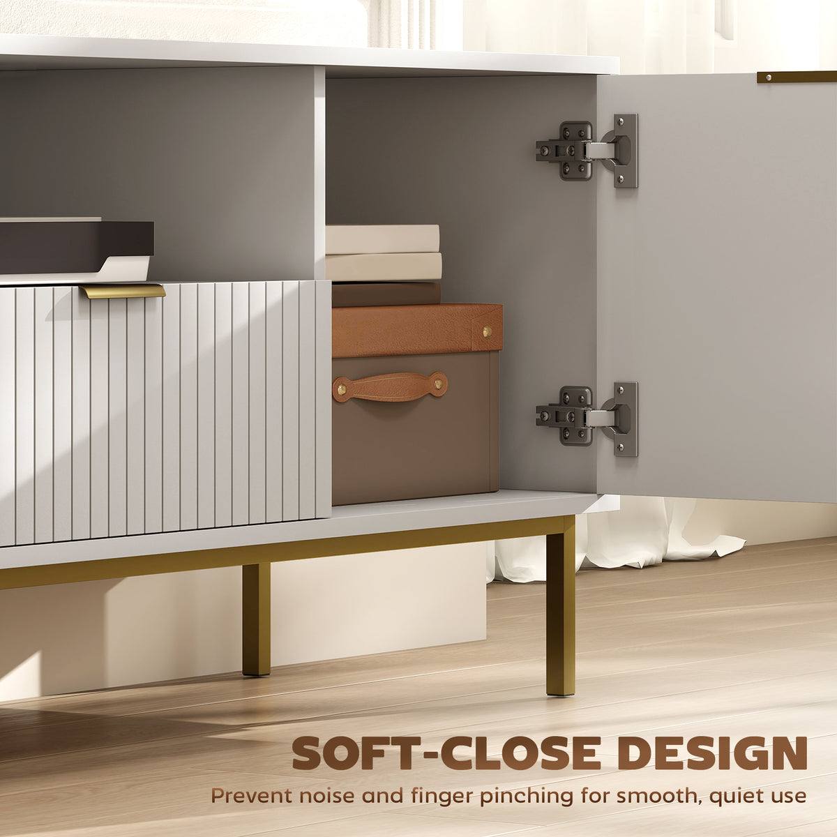 Modern TV Stand for TVs up to 60" with RGB LED - White-Home Furnishings > Living Room Furniture > TV¬†Stands-DECOROLALA