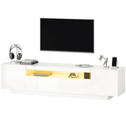 Modern TV Stand with RGB LED Lights for 65-85" TV - White-DECOROLALA