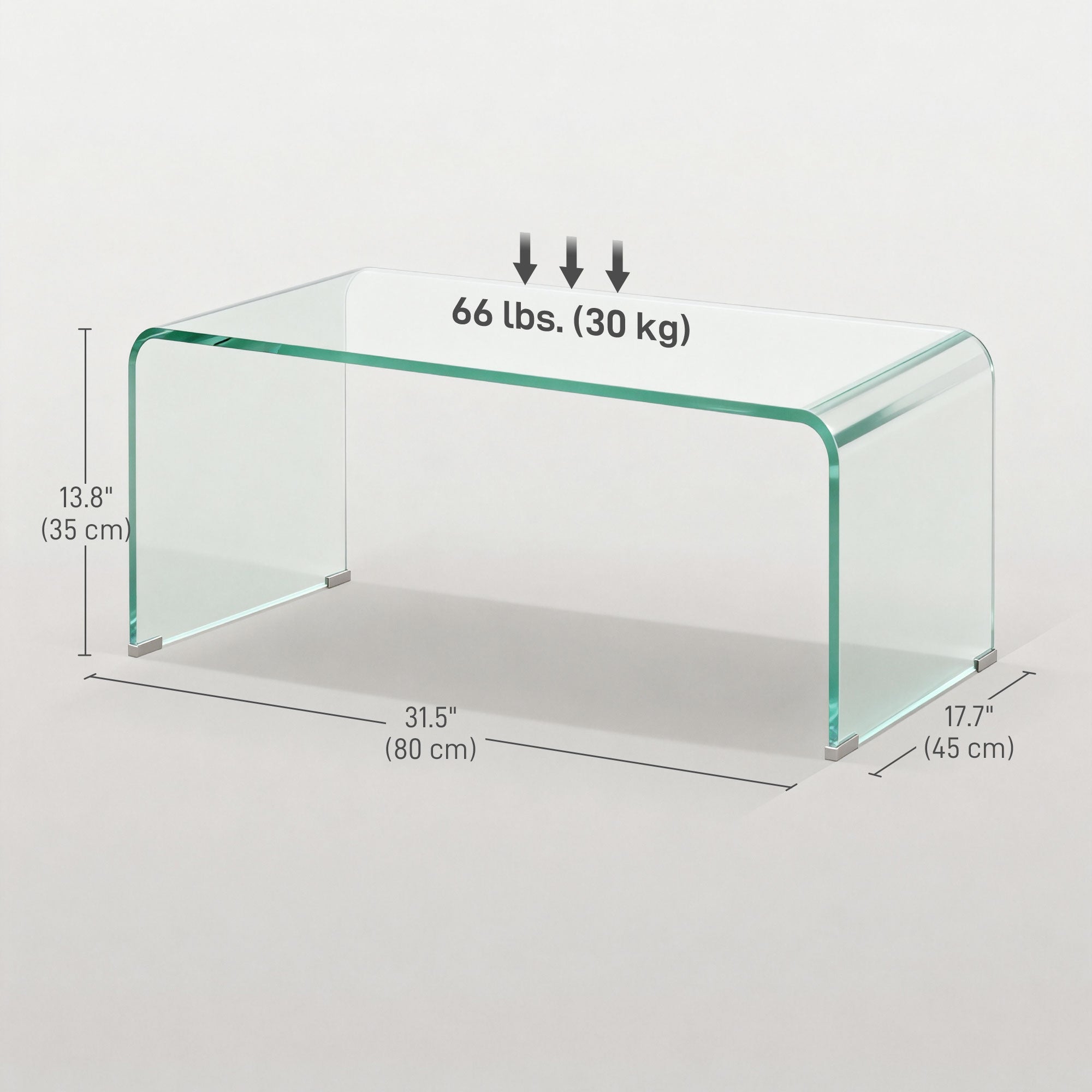 Modern Tempered Glass Coffee Table - Clear 31.5"W-DECOROLALA