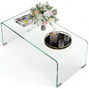 Modern Tempered Glass Coffee Table - Clear 31.5"W-DECOROLALA