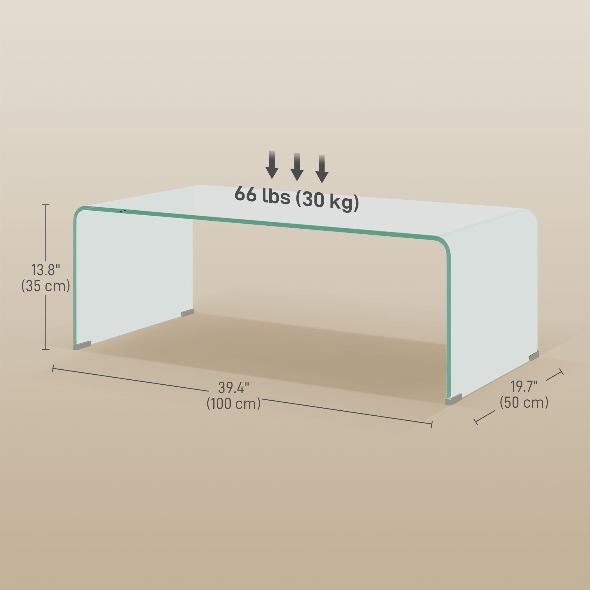 Modern Tempered Glass Coffee Table - Clear 39.4" Rectangular-DECOROLALA