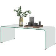 Modern Tempered Glass Coffee Table - Clear 39.4" Rectangular-DECOROLALA