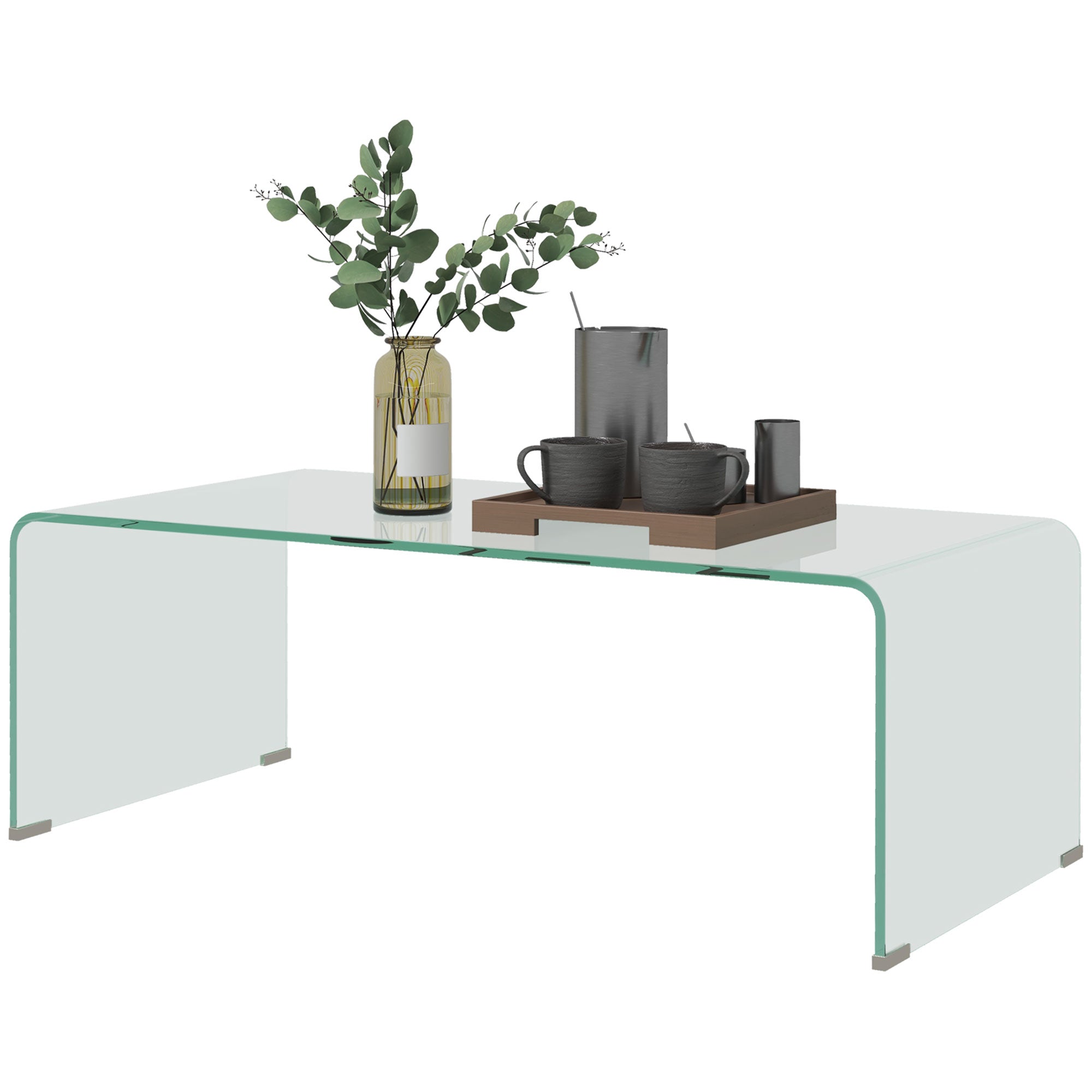 Modern Tempered Glass Coffee Table - Clear 39.4" Rectangular-DECOROLALA